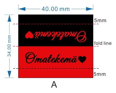 Ompelumerkki: Omatekemä, musta-punainen 50kpl